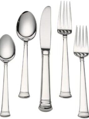 NEW LENOX ETERNAL STAINLESS STEEL FLATWARE 60-PC SERVICE FOR 12 + 7 SERVING PCS